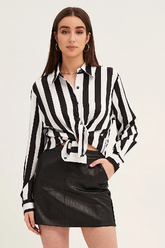 Black Shirt Long Sleeve Collared Button Up Longline