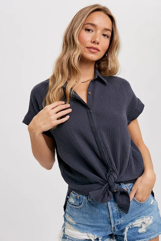 BLUIVY ESSENTIAL BUTTON UP COTTON SHIRT