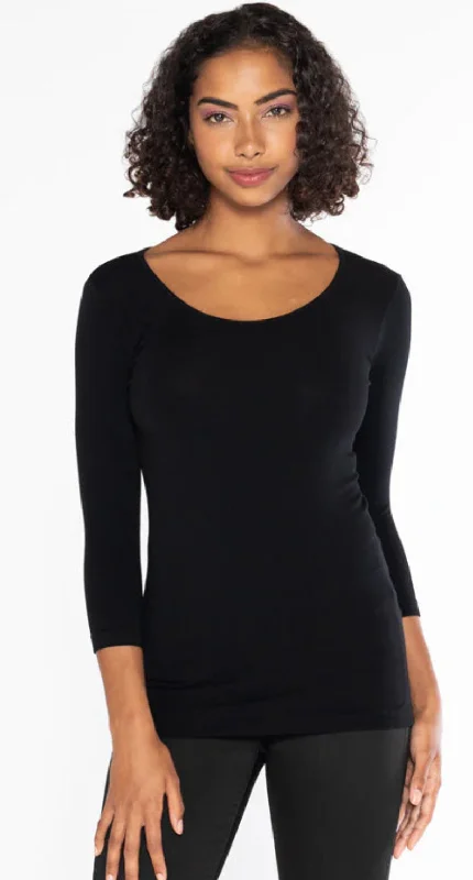 C’EST MOI BAMBOO 3/4 sleeve scoop neck top