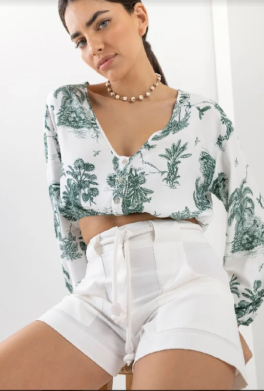 LEZ A LEZ PALM TREE OPEN BACK CROP TOP