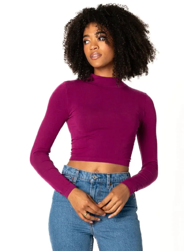 C'EST MOI BAMBOO LS CROP MOCK NECK TOP