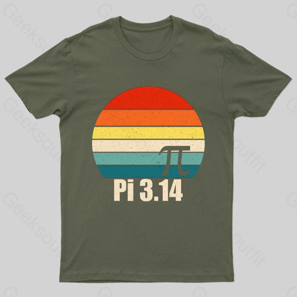 Pi Retro Sunset Nerd T-Shirt