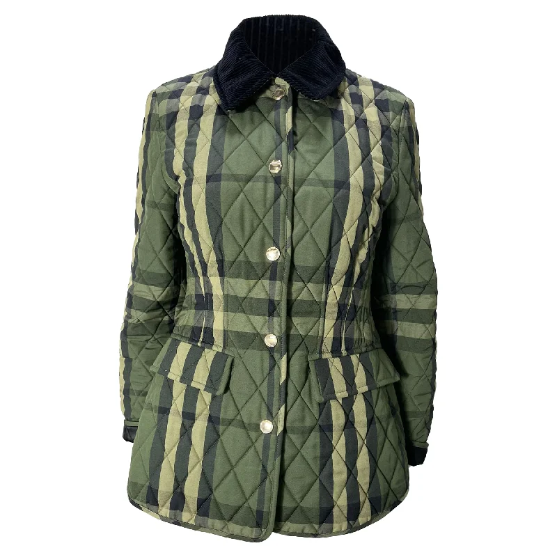 Burberry Check Diamond Quilted Jacket in Green Polyester