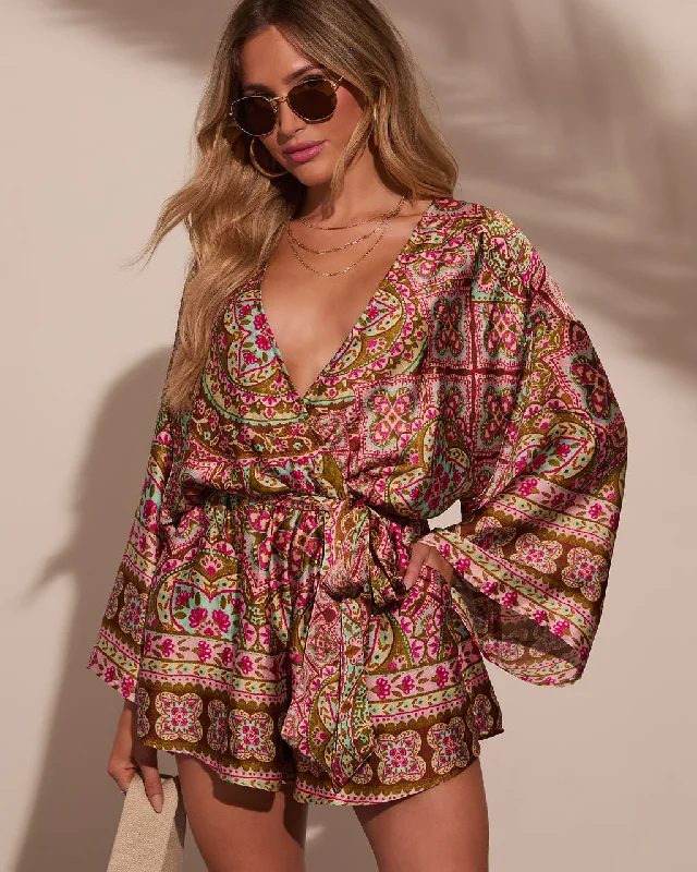 Jayden Printed Satin Romper