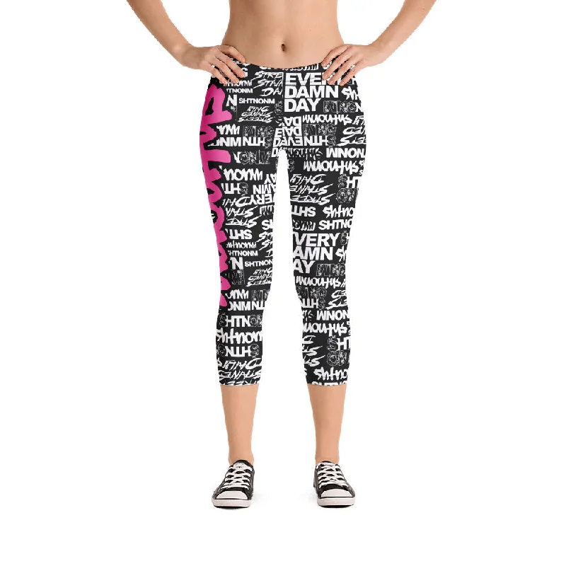 SHTNONM - CAPRI LEGGINGS (BLACK/HOT PINK)