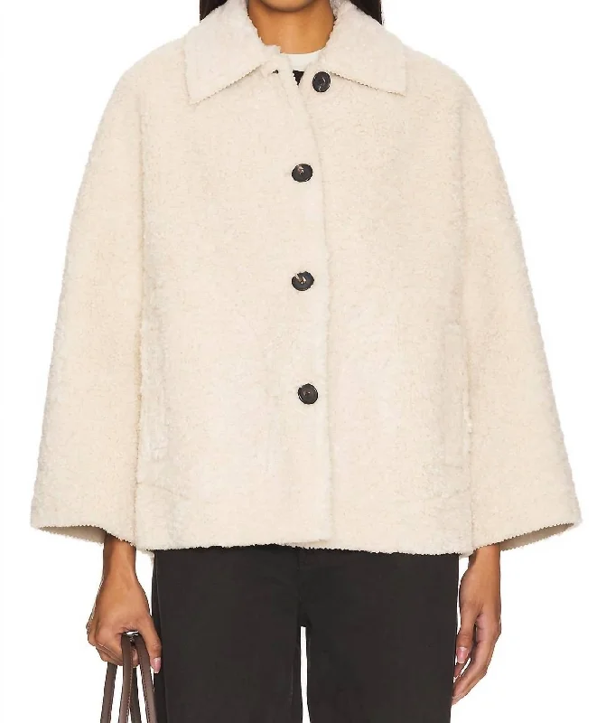 Cropped Plush Sherpa Car Coat In Malt