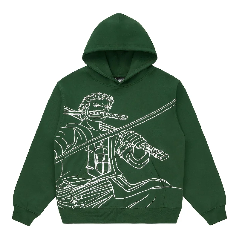 ONE PIECE ZORO SINGLE LINE HOODIE (GREEN)