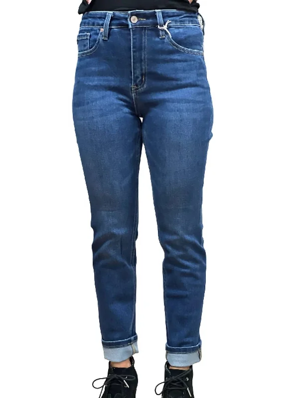 High Rise Straight Jean In Medium Wash