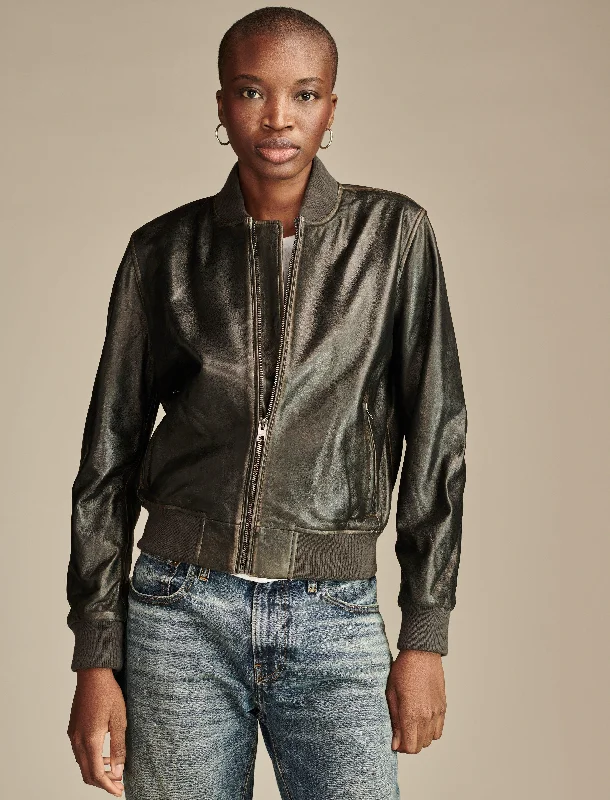 Lucky Brand Women's Liana Leather Bomber