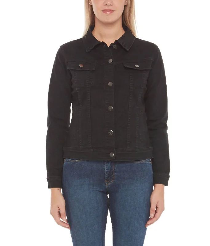 Women's Classic Denim Jacket In Black