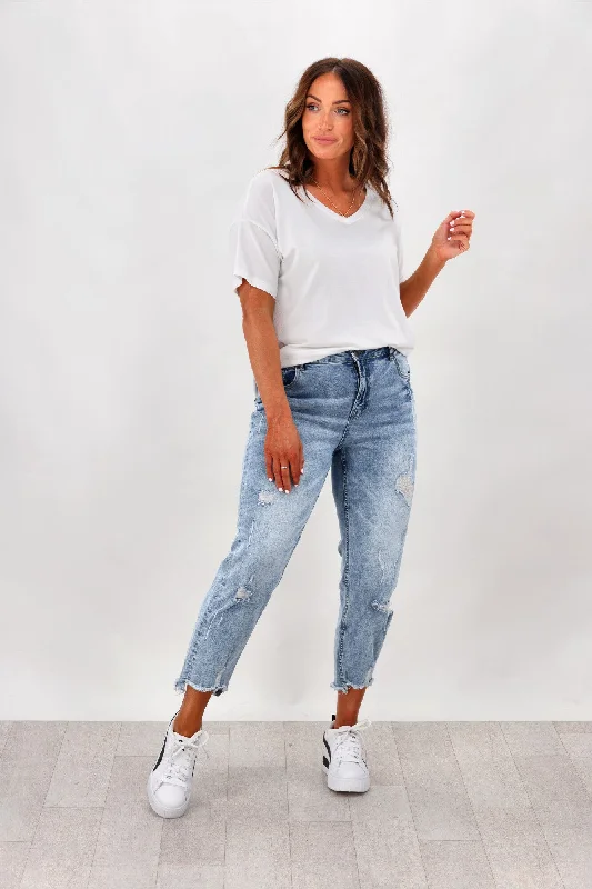 Shine On Label Orlando Boyfriend distressed Jean