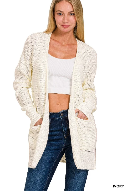 Everyday Perfect Waffle Knit Cardigan ~ Regular Sizes