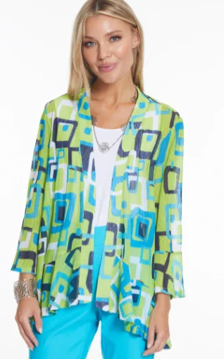 Jacket- Women-3/4 Flounce Sleeve circle hen Open jacket