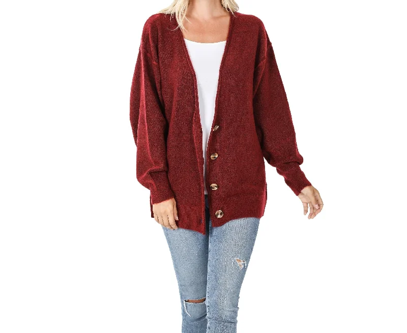 Zenana Melange Button Down Cardigan