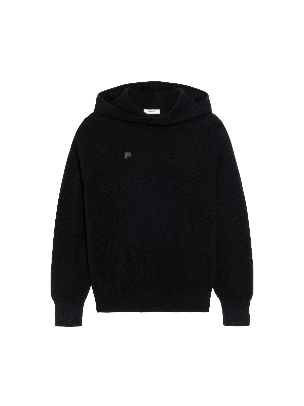 Mens Recycled Cashmere Hoodie—black