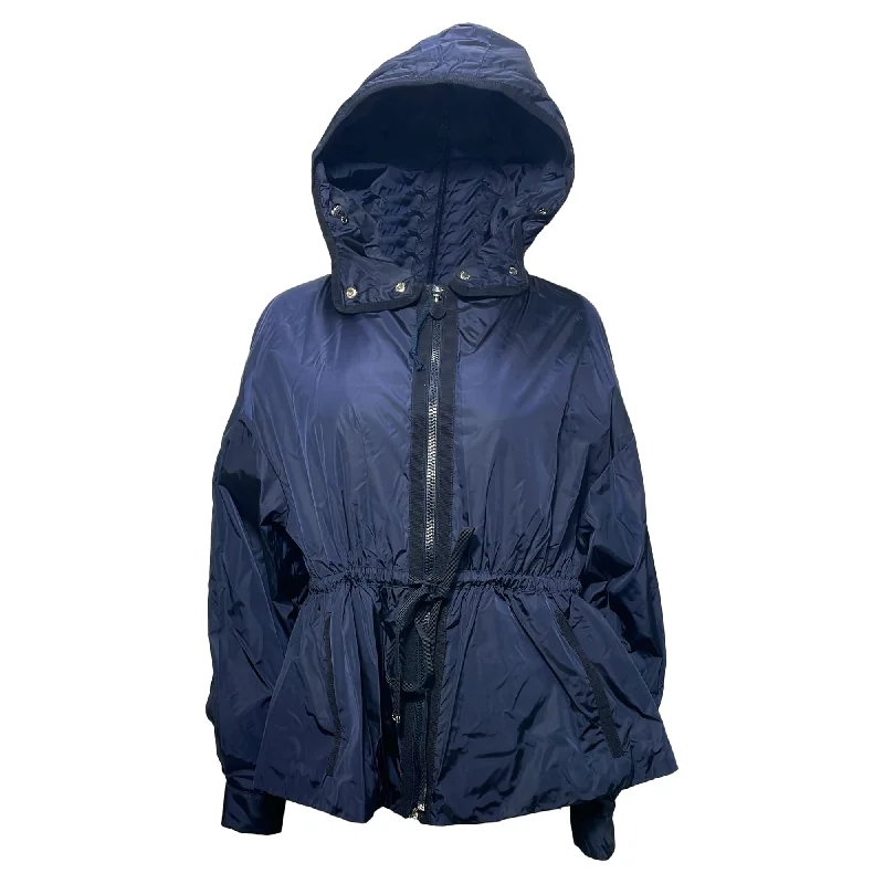 Moncler Meretz Short Drawstring Jacket In Blue Nylon