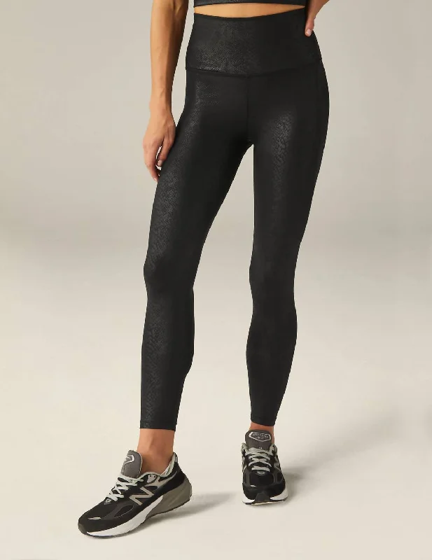 Powershine High Waisted Midi Legging In Viper Black