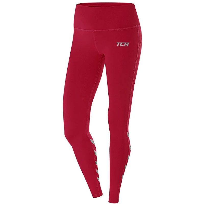 TCA Laser Tech Reflective Womens Long Running Tights - Pink