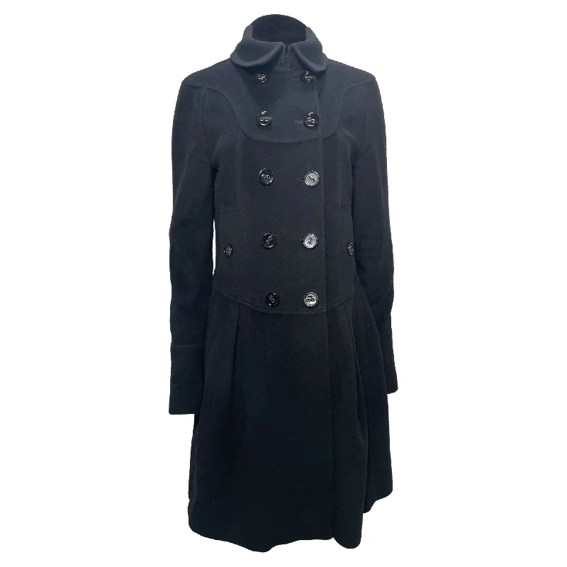 Burberry Double-Breasted Coat in Black Cashmere