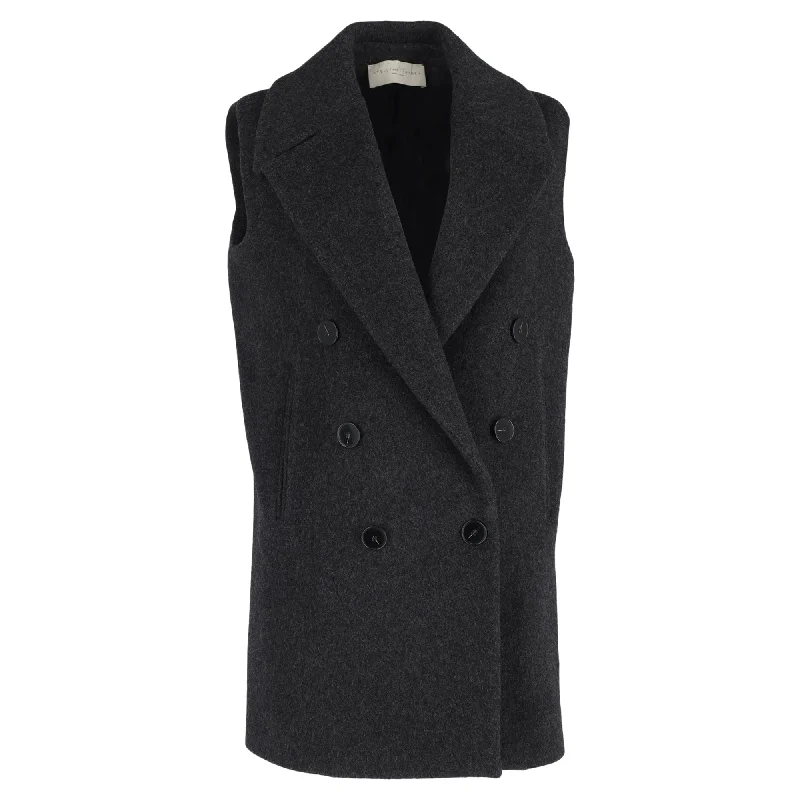 Stella Mccartney Double-Breasted Vest Jacket in Grey Wool