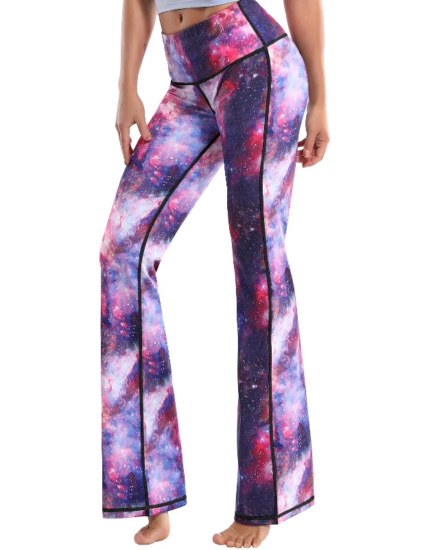 29" 31" 33" 35" 37" High Waist Printed Bootcut Leggings Galaxy