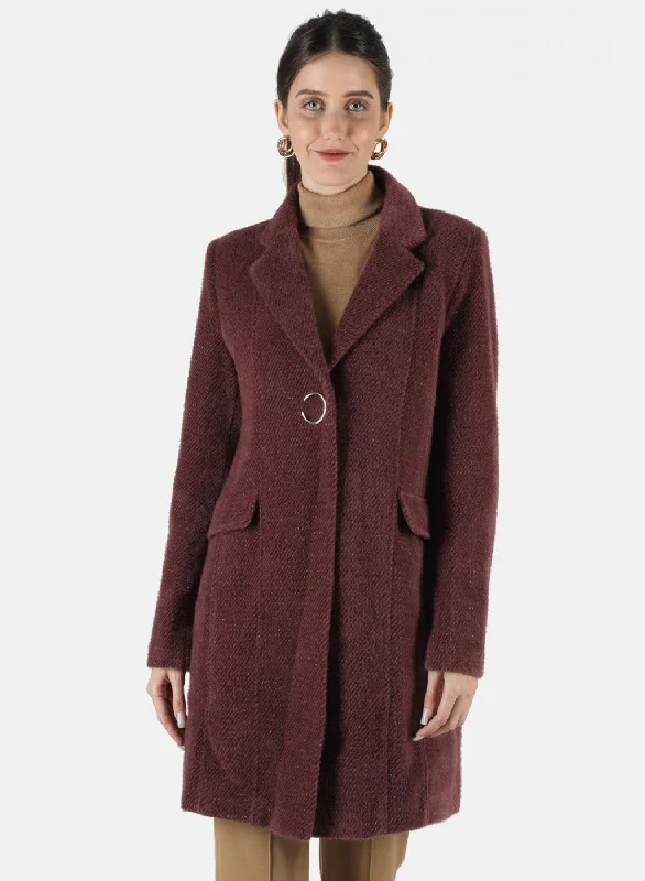 Women Purple Solid Coat