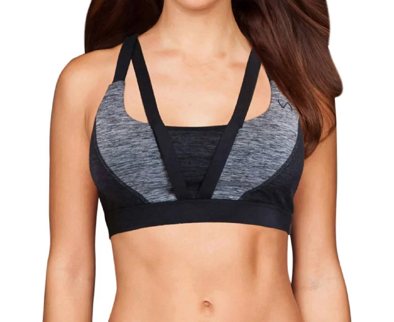 Strappy Devant Low Impact Bra In Stone