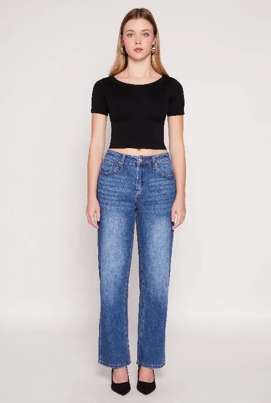 WAX Whiskered Wide Leg Jeans