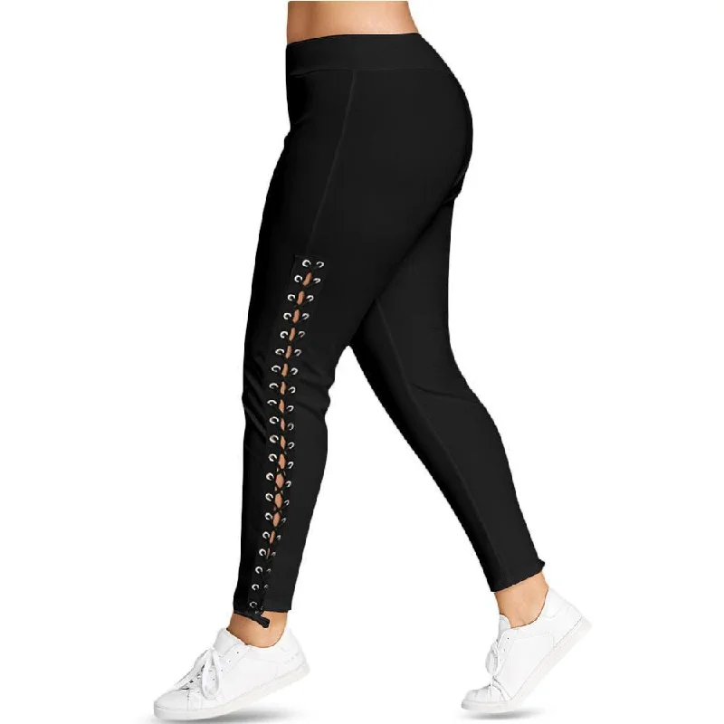 Plus Size Lace Up Casual Skinny Leggings