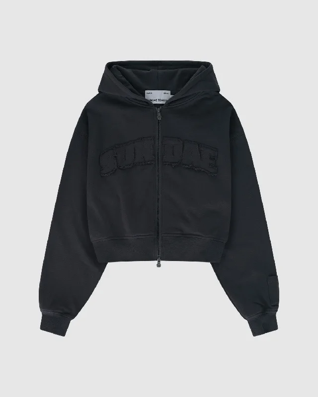 SOOT CROPPED APPLIQUE LOGO ZIP UP