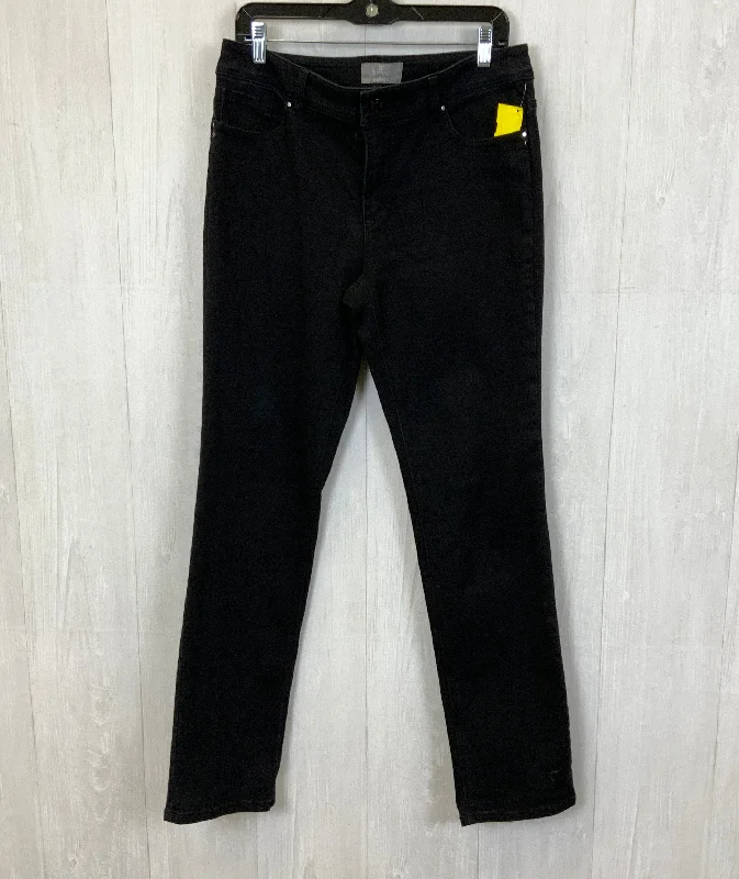 Jeans Straight By Chicos In Black Denim, Size: 8