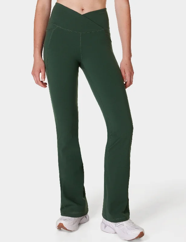 Power Bootcut Wrap Waist Gym Trousers - Trek Green