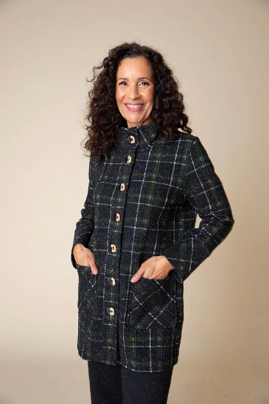 Windowpane Speckle Plaid Car Coat