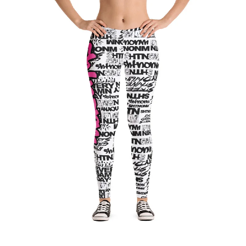 SHTNONM - LEGGINGS (WHITE/HOT PINK)