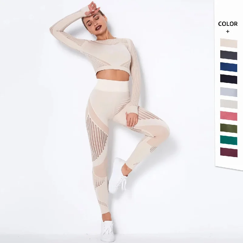 Seamless Knitted Absorbent Yoga Long-Sleeved Suit Yoga Wearsuit