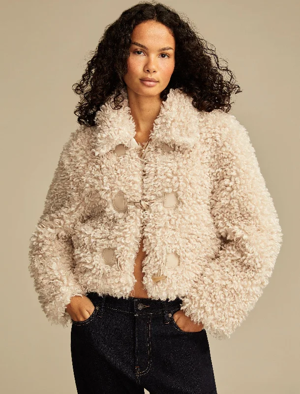 Lucky Brand Women's Faux Teddy Toggle Jacket