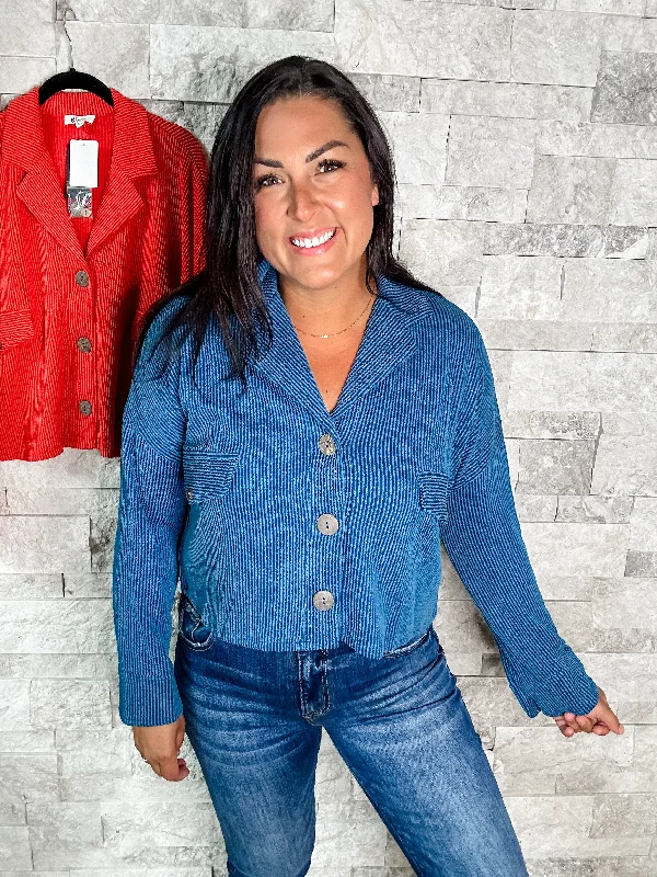 Front Pockets Crop Jacket (S-3XL)