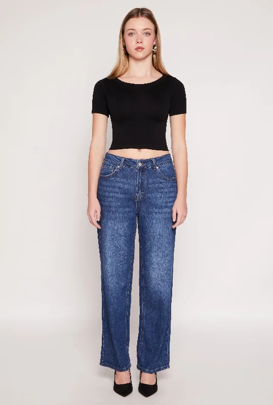 WAX Whiskered Wide Leg Jeans