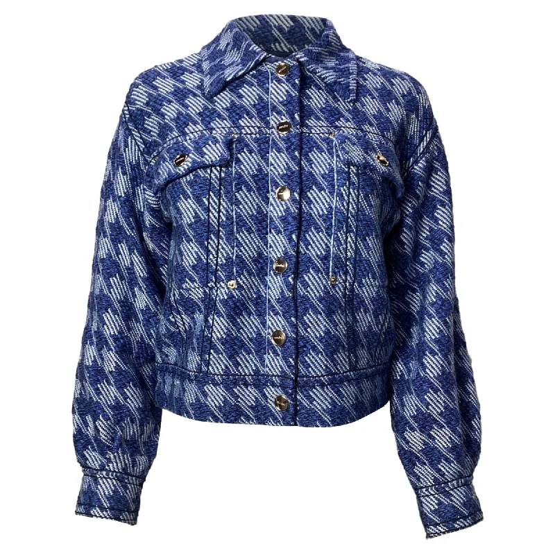 Sandor Balthazar Houndstooth Jacket In Blue Cotton