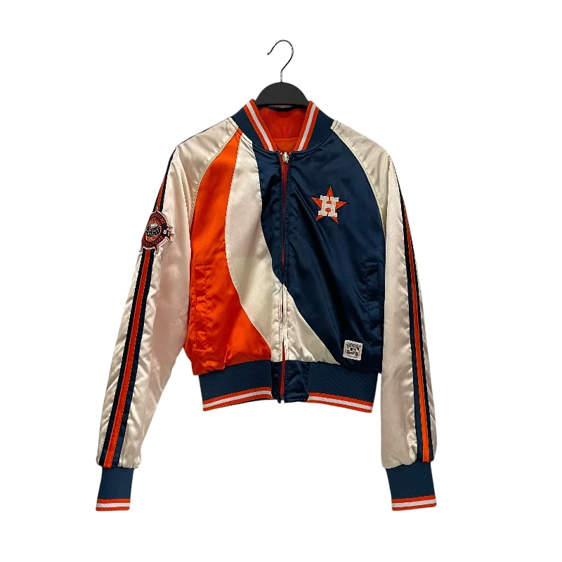 COOPERS TOWN/Baseball Jkt/M/Stripe/Nylon/ORN/REVERSIBLE ASTROS