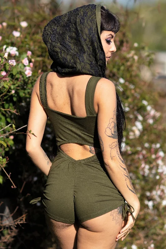 Olive Green with Black Lace