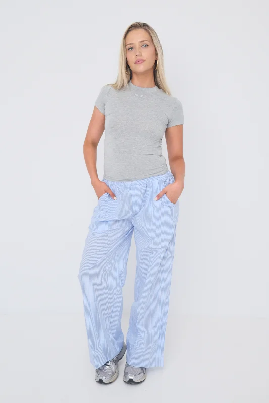 Pinstripe Pants - Light Blue/White