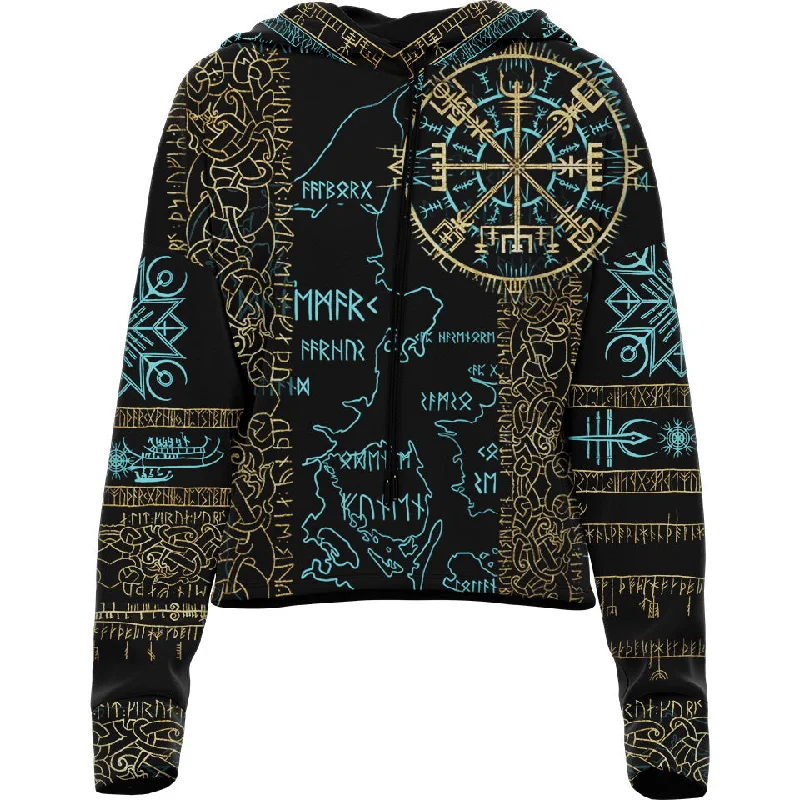 Vegvisir Drop Shoulder Crop Hoodie - Limited