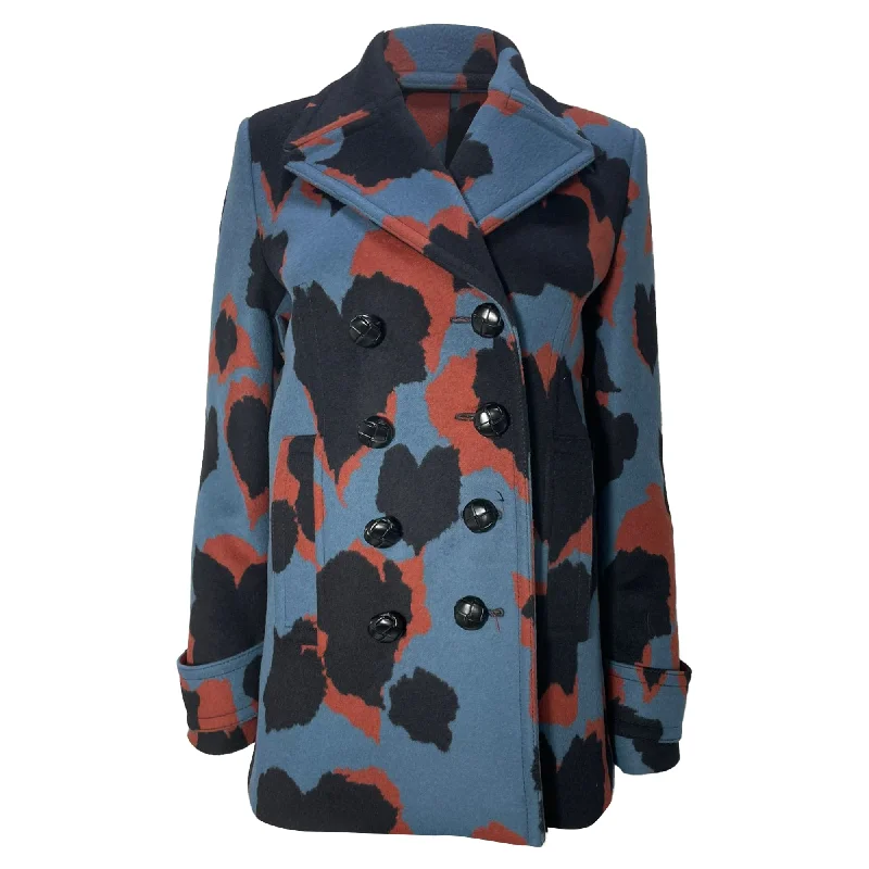 Gucci Camouflage Double-Breasted Peacoat in Multicolor Wool