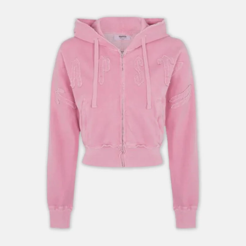 Trapstar Women's Irongate Cropped Batwing Hoodie - Washed Pink