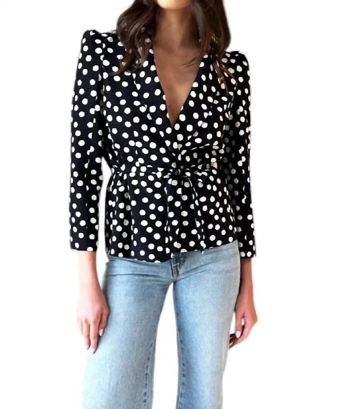 Paris Jacket In Painterly Dots Black + Ivory