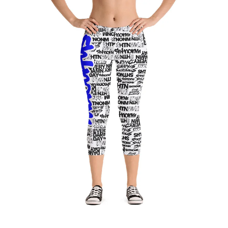 SHTNONM - CAPRI LEGGINGS (WHITE/BLUE)