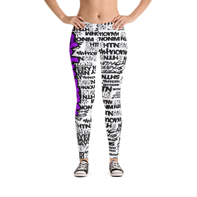 SHTNONM - LEGGINGS (WHITE/NEON PURPLE)