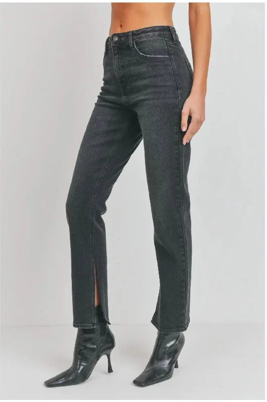 Long-Line Slim Slit Straight In Black