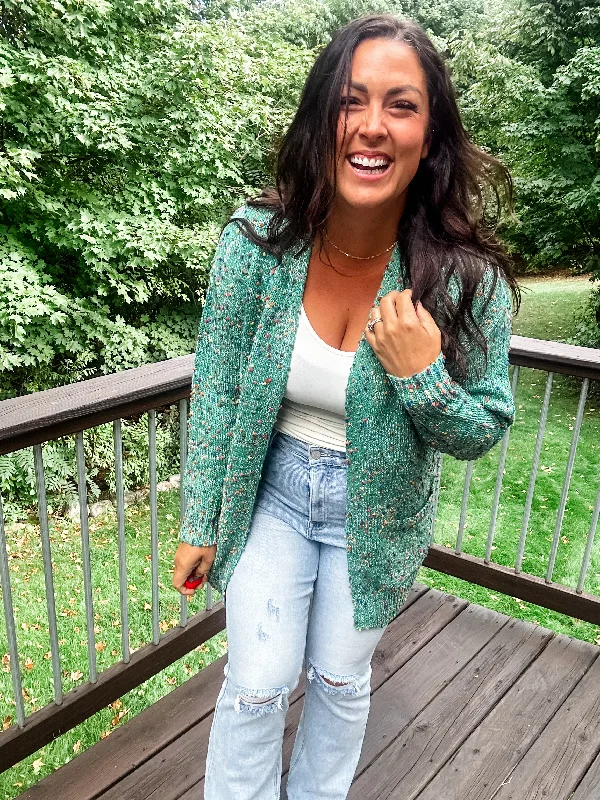 The Miley Cardigan in Teal (OS-Plus)